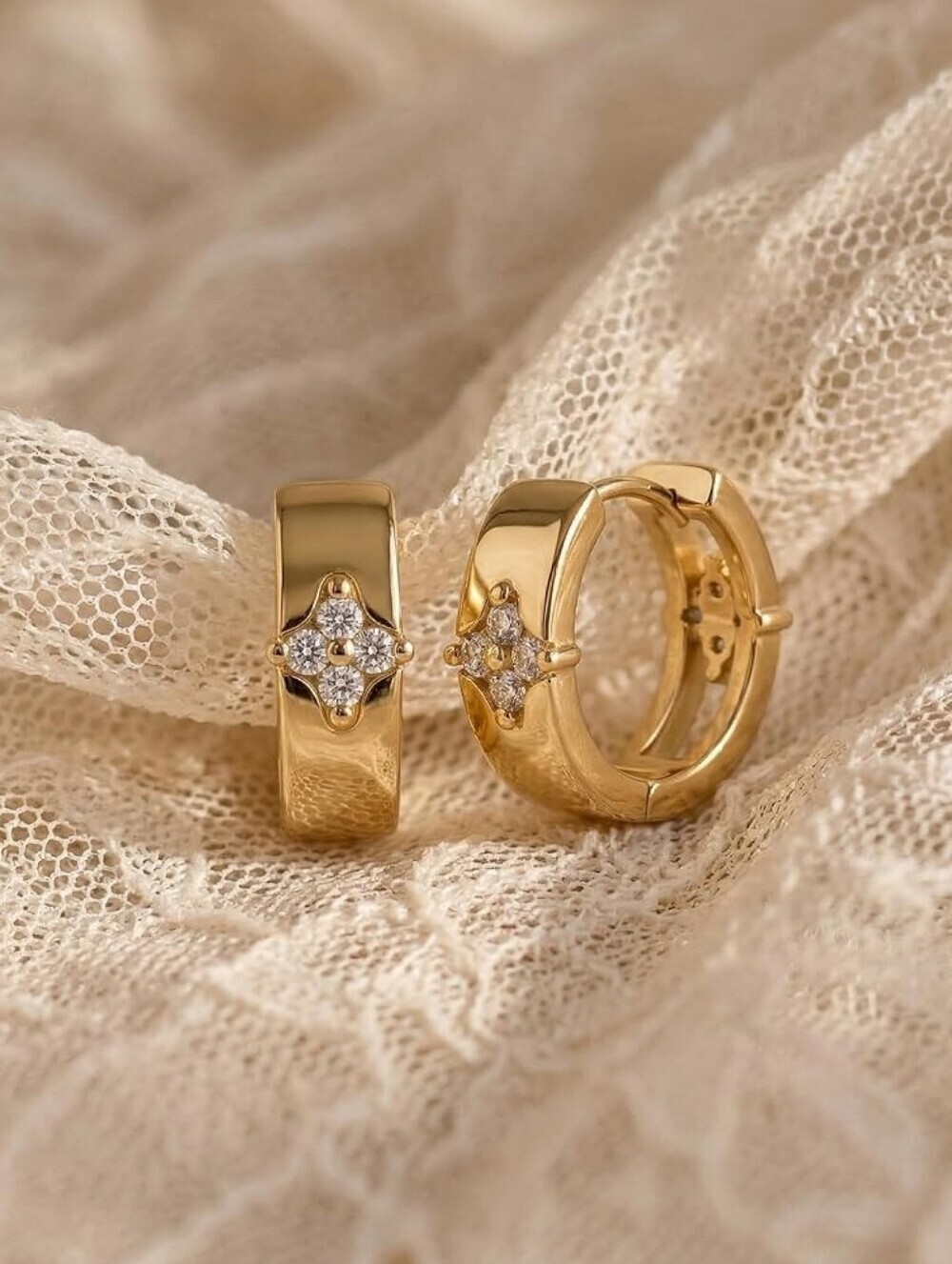 Gold Floral Studded Earrings